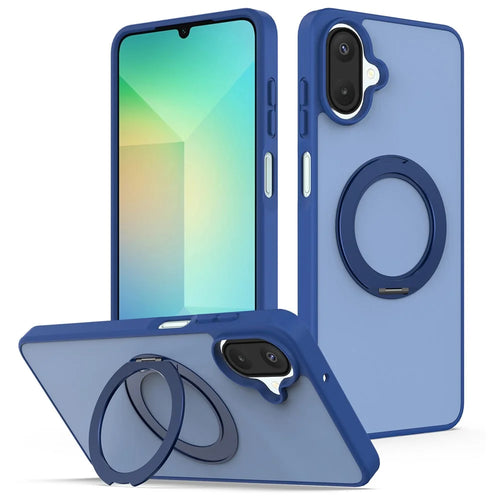 For Samsung Galaxy A08 4G  /  A08 5G  /  A07 4G  /  A07 5G Case with Rotating Magnetic Kickstand PC + TPU Skin-Touch Phone Cover - Sapphire - 1