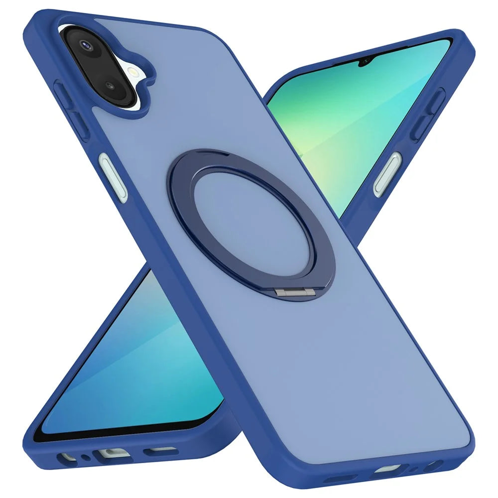 For Samsung Galaxy A08 4G  /  A08 5G  /  A07 4G  /  A07 5G Case with Rotating Magnetic Kickstand PC + TPU Skin-Touch Phone Cover - Sapphire - 2