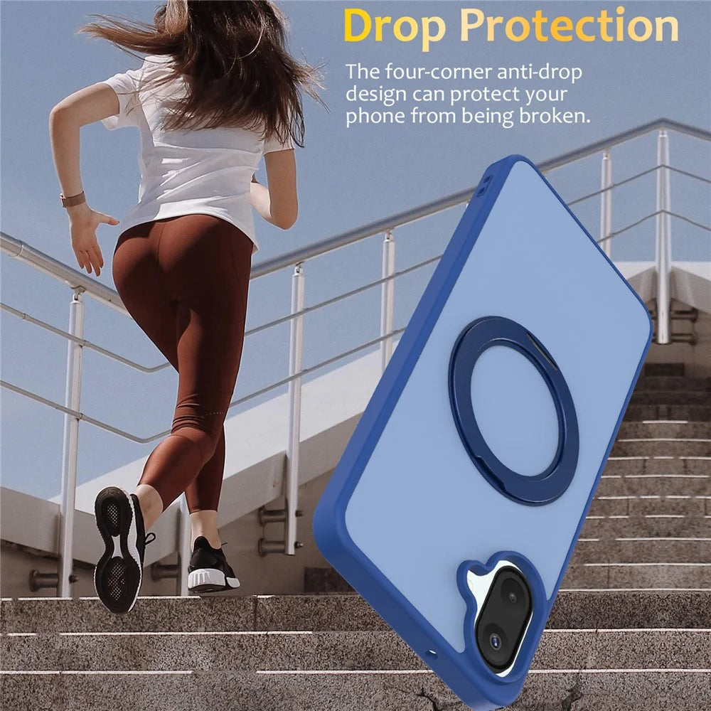 For Samsung Galaxy A08 4G  /  A08 5G  /  A07 4G  /  A07 5G Case with Rotating Magnetic Kickstand PC + TPU Skin-Touch Phone Cover - Sapphire - 3