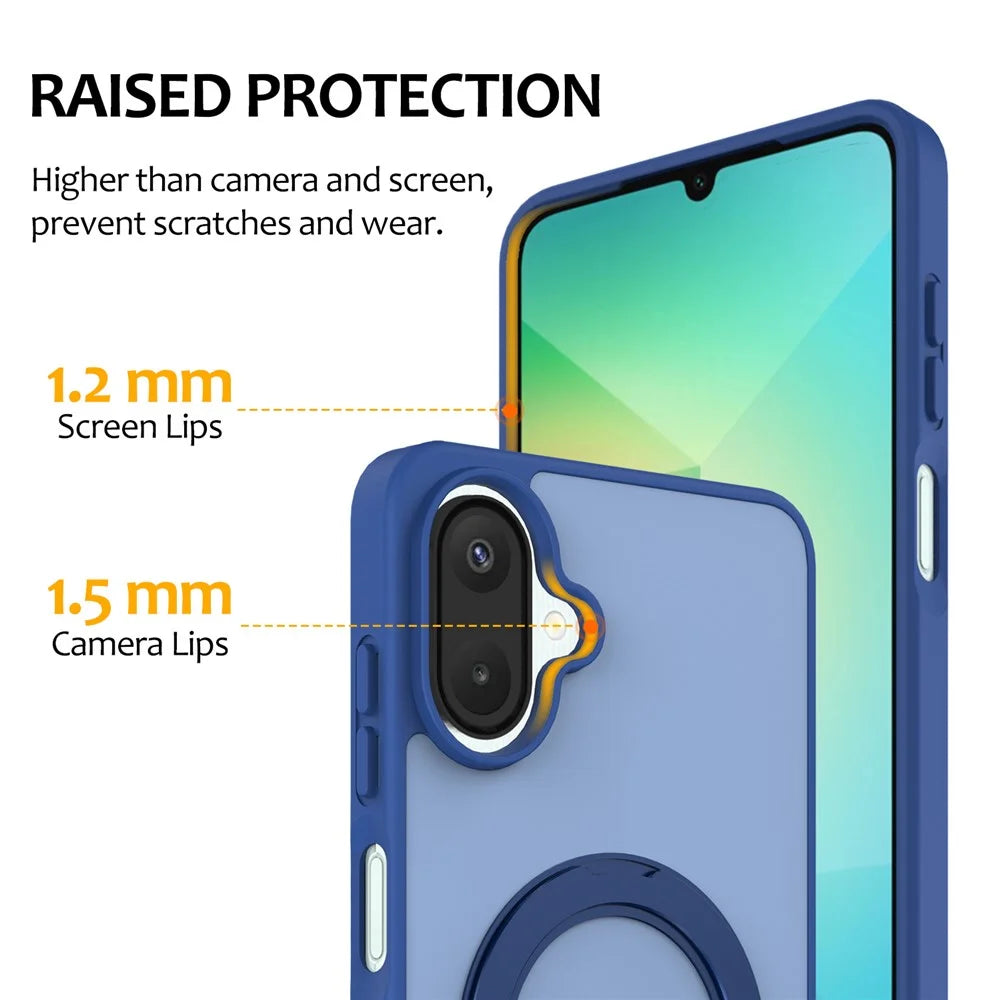 For Samsung Galaxy A08 4G  /  A08 5G  /  A07 4G  /  A07 5G Case with Rotating Magnetic Kickstand PC + TPU Skin-Touch Phone Cover - Sapphire - 5