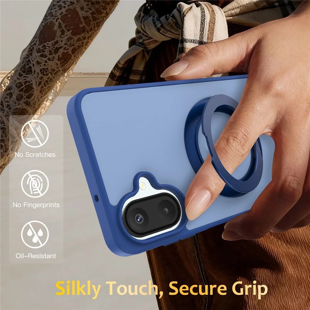 For Samsung Galaxy A08 4G  /  A08 5G  /  A07 4G  /  A07 5G Case with Rotating Magnetic Kickstand PC + TPU Skin-Touch Phone Cover - Sapphire - 7