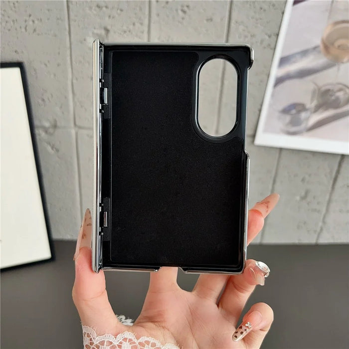 For Samsung Galaxy Z Fold8 Magnetic Case Litchi Texture PU Leather + PC Electroplated Shockproof Phone Cover - Grey - 2