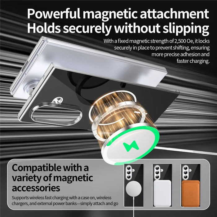 For Samsung Galaxy Z Fold7 5G Magnetic Case PC + Glass Back Shockproof Anti-Fingerprint Phone Cover with Screen Protector - Black - 4