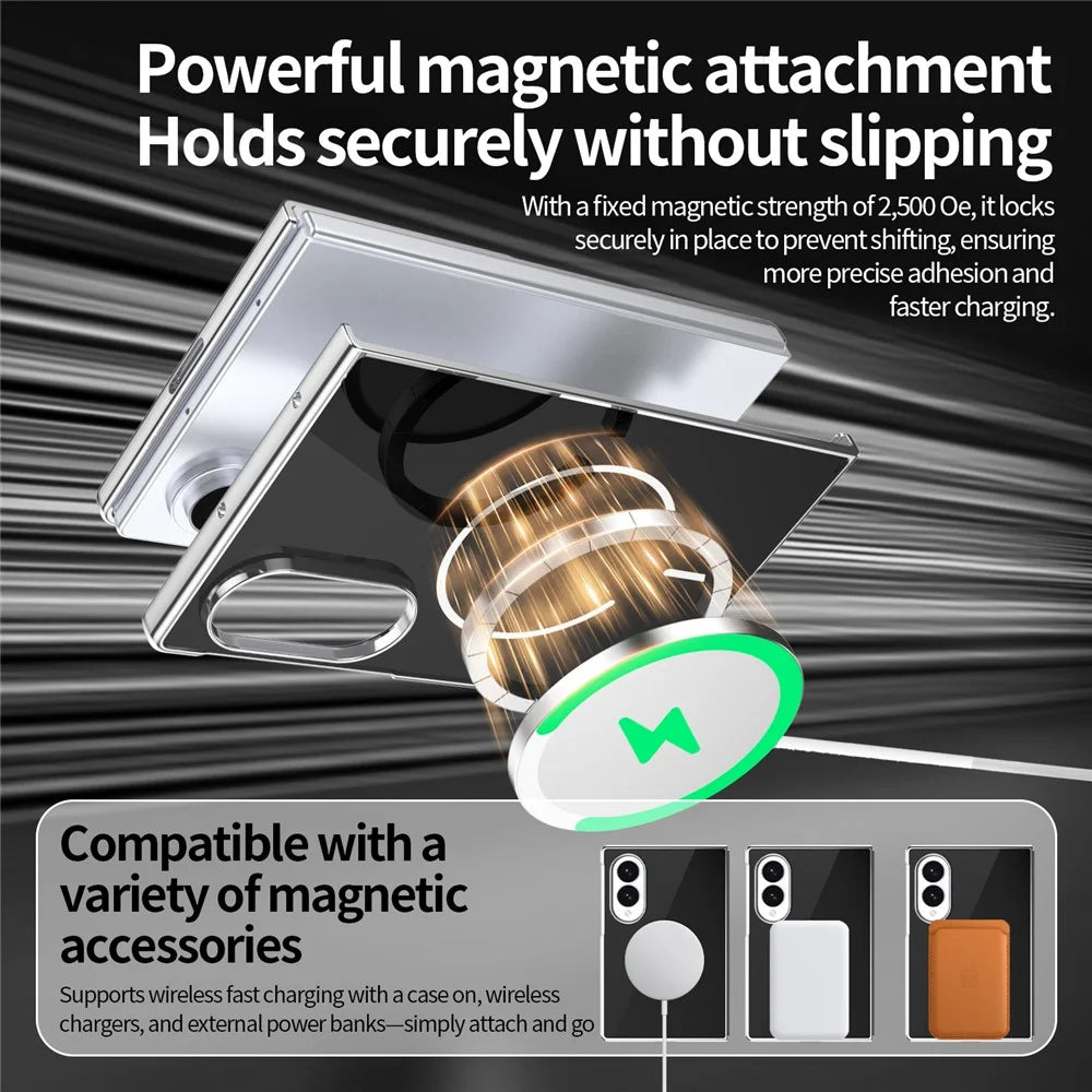 For Samsung Galaxy Z Fold8 Magnetic Case PC + Glass Back Shockproof Anti-Fingerprint Phone Cover with Screen Protector - Black - 4