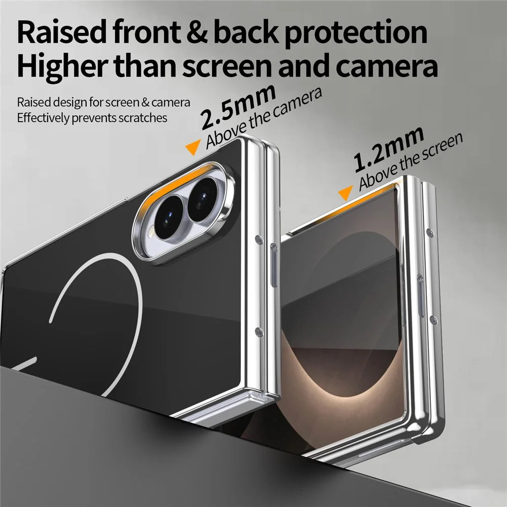 For Samsung Galaxy Z Fold8 Magnetic Case PC + Glass Back Shockproof Anti-Fingerprint Phone Cover with Screen Protector - Black - 6