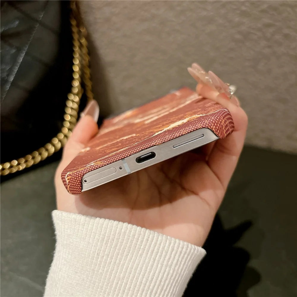 For Google Pixel 11 / Pixel 11 Pro Magnetic Case Water Transfer Printing Wave Pattern Shockproof PC Phone Cover - Orange - 7