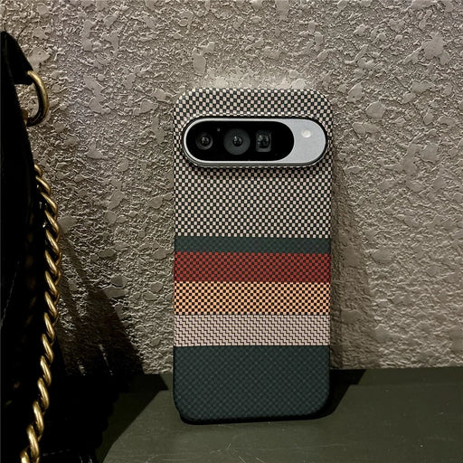 For Google Pixel 11 / Pixel 11 Pro Magnetic Case Water Transfer Printing Geometric Pattern Slim PC Phone Cover - Brown - 2