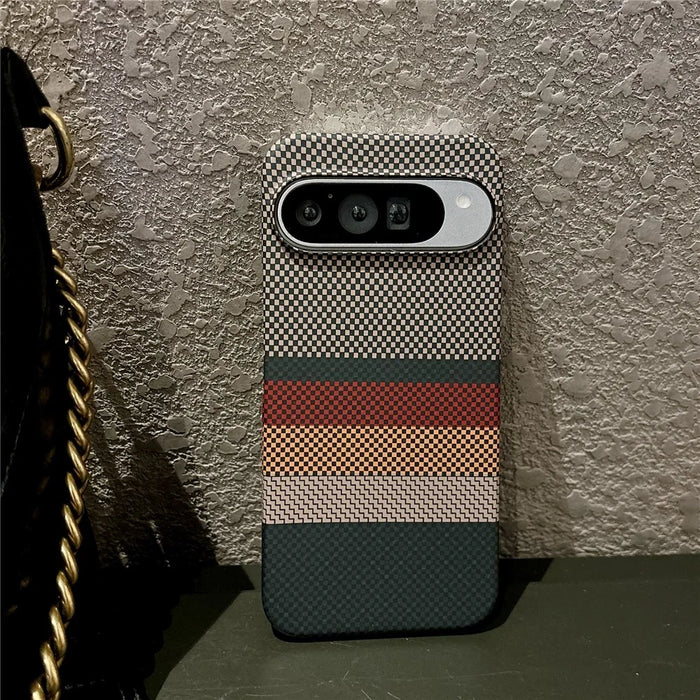 For Google Pixel 11 / Pixel 11 Pro Magnetic Case Water Transfer Printing Geometric Pattern Slim PC Phone Cover - Brown - 2