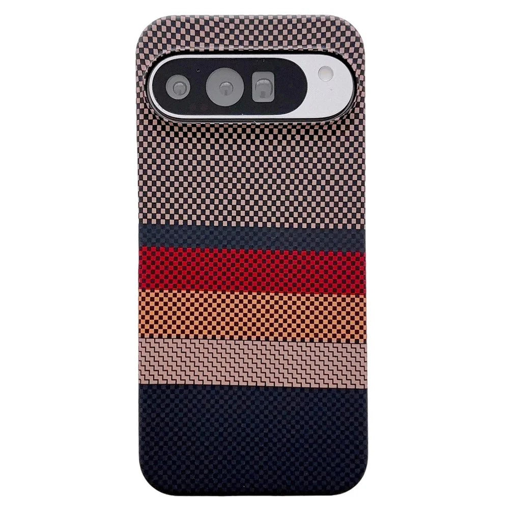 For Google Pixel 11 Pro XL Magnetic Case Water Transfer Printing Geometric Pattern Slim PC Phone Cover - Brown - 1