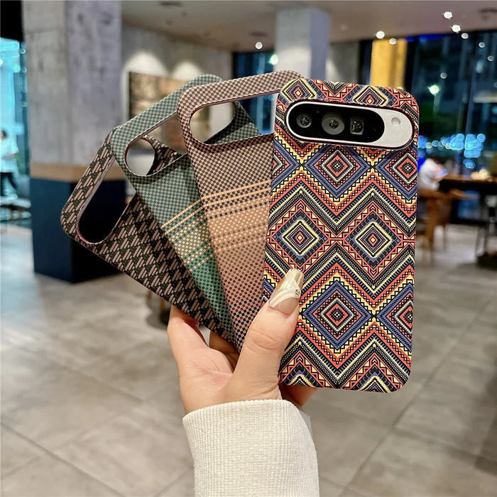 For Google Pixel 11 / Pixel 11 Pro Magnetic Case Water Transfer Printing Aramid Fiber Texture PC Phone Cover - Retro Pattern - 7