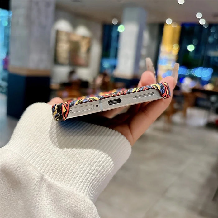 For Google Pixel 11 Pro XL Magnetic Case Water Transfer Printing Aramid Fiber Texture PC Phone Cover - Retro Pattern - 6
