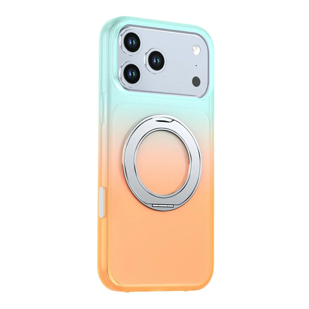 For iPhone 18 Pro Max  /  17 Pro Max Magnetic Case Rotary Kickstand Gradient Color PC + TPU Phone Cover - Orange - 2