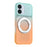 For iPhone 16 Magnetic Case Rotary Kickstand Gradient Color PC + TPU Phone Cover - Orange - 2