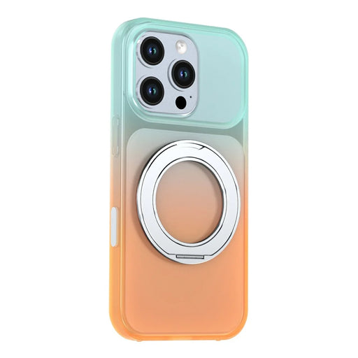For iPhone 16 Pro Max Magnetic Case Rotary Kickstand Gradient Color PC + TPU Phone Cover - Orange - 2