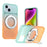 For iPhone 13  /  14 Magnetic Case Rotary Kickstand Gradient Color PC + TPU Phone Cover - Orange - 1