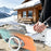For iPhone 13  /  14 Magnetic Case Rotary Kickstand Gradient Color PC + TPU Phone Cover - Orange - 7