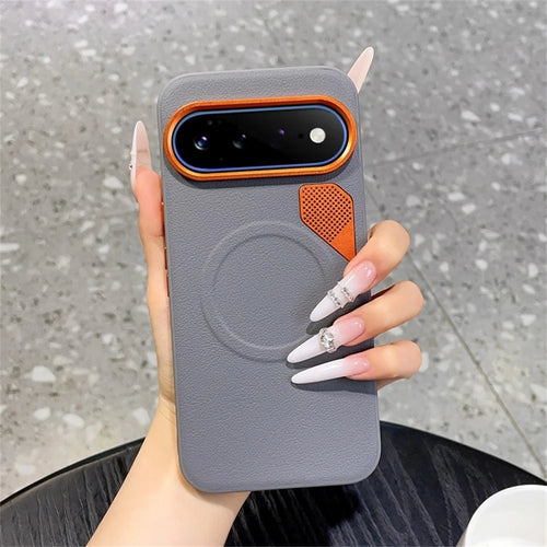 For Google Pixel 11 Pro XL Magnetic Case Leather Coated PC + TPU Phone Cover with Heat Dissipation Sheet - Grey - 1