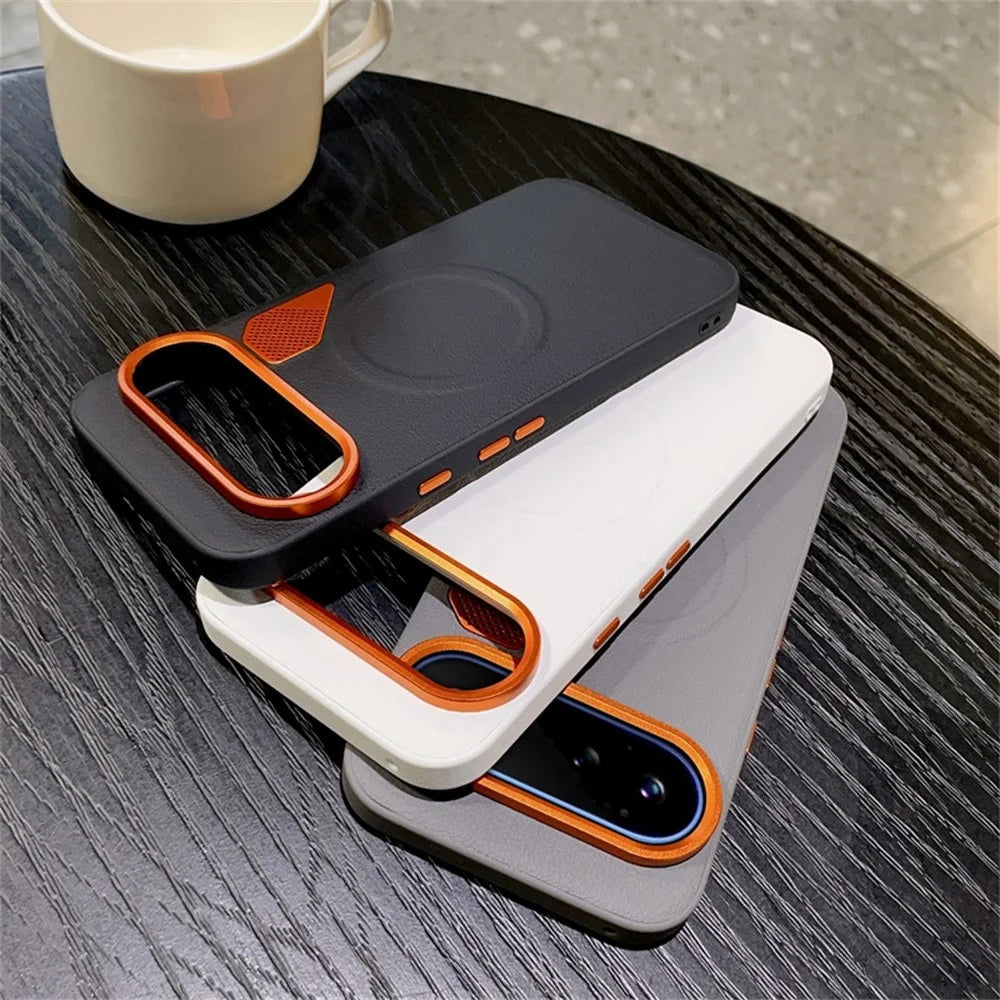 For Google Pixel 11 Magnetic Case Leather Coated PC + TPU Phone Cover with Heat Dissipation Sheet - Grey - 3