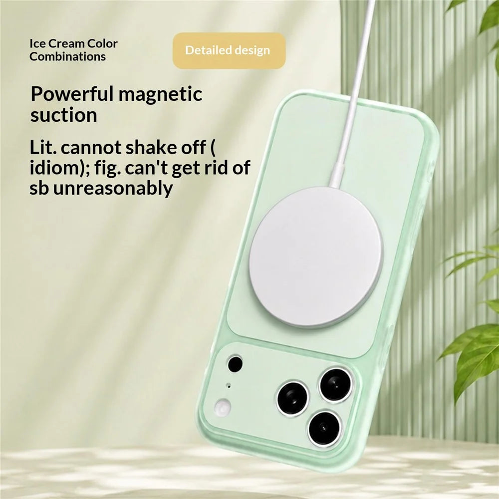 For iPhone 17 Pro Max Case Compatible with MagSafe Hybrid Design PC + TPU Protective Phone Cover - Green - 4