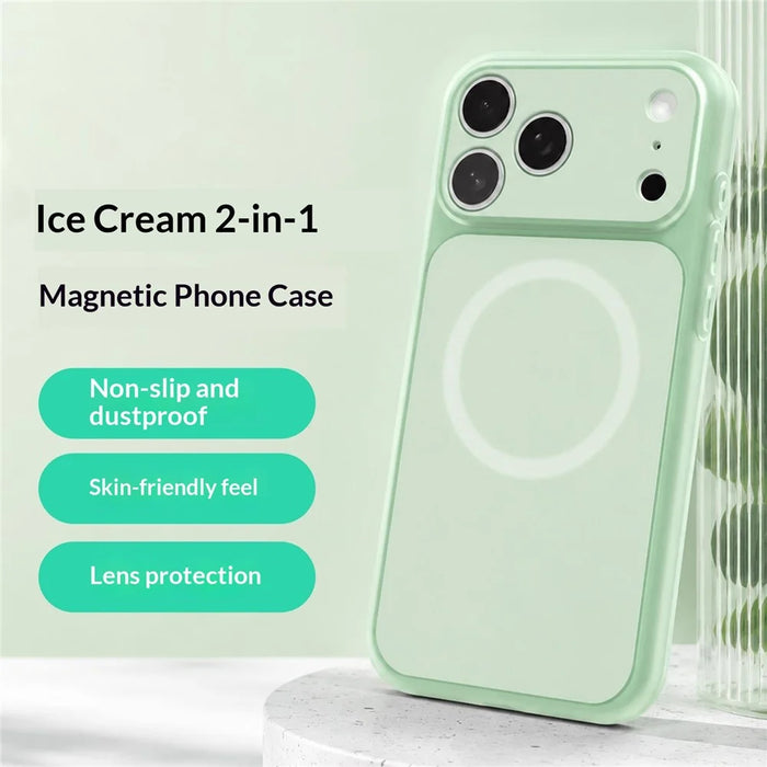 For iPhone 17 Pro Case Compatible with MagSafe Hybrid Design PC + TPU Protective Phone Cover - Green - 2