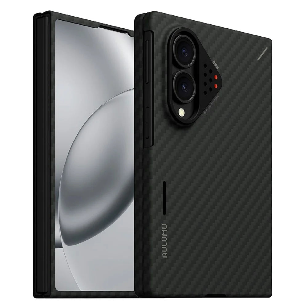 AULUMU For Samsung Galaxy Z Fold8 Aramid Fiber Case Urta Thin Phone Cover with Real-Time Temperature Monitoring - Black - 1