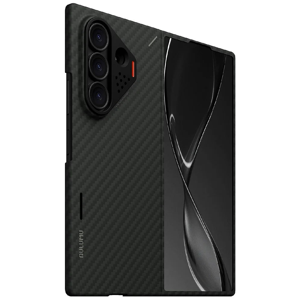 AULUMU For Samsung Galaxy Z Fold8 Ultra Aramid Fiber Case Urta Thin Phone Cover with Real-Time Temperature Monitoring - Black - 3