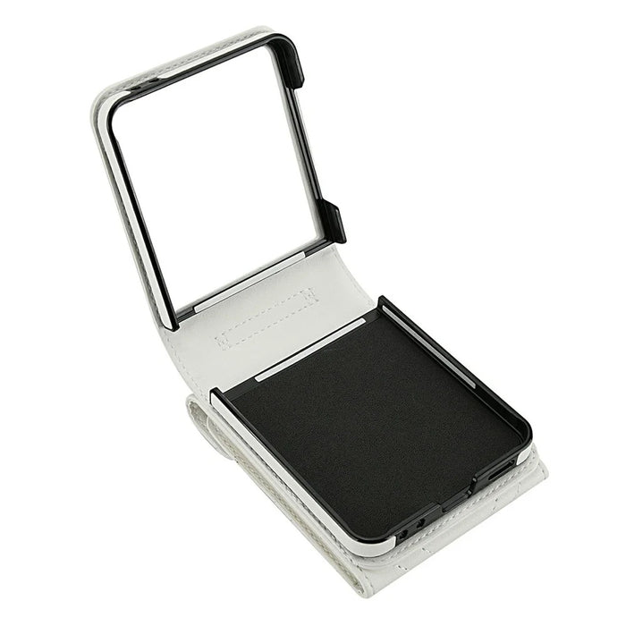 For Samsung Galaxy Z Flip8 Case RFID Blocking PU Leather + TPU Phone Cover with Shoulder Strap - White - 4