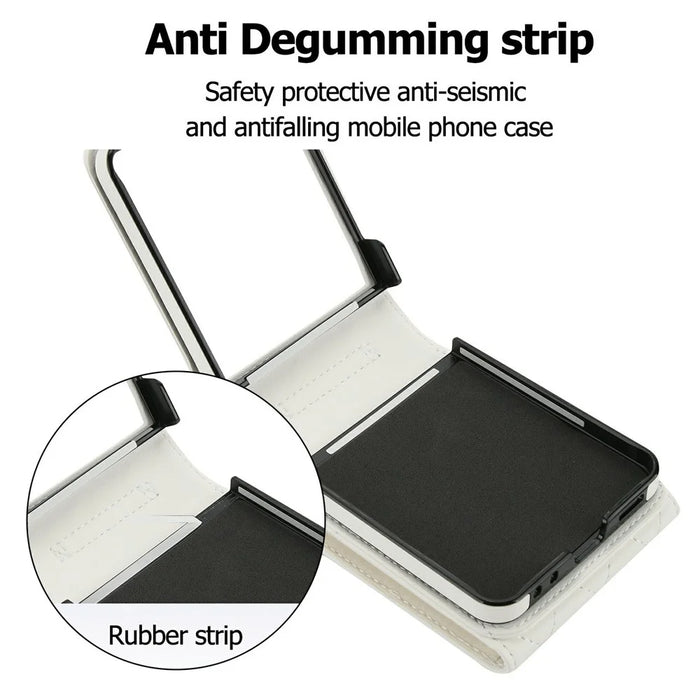 For Samsung Galaxy Z Flip8 Case RFID Blocking PU Leather + TPU Phone Cover with Shoulder Strap - White - 5