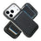 For iPhone 18 Pro  /  17 Pro Magnetic Case with Detachable Card Holder Carbon Fiber Texture Leather + PC Phone Cover - Black - 2