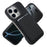 For iPhone 16 Pro Max Magnetic Case with Detachable Card Holder Carbon Fiber Texture Leather + PC Phone Cover - Black - 2