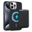 For iPhone 15 Pro Max Magnetic Case with Detachable Card Holder Carbon Fiber Texture Leather + PC Phone Cover - Black - 1
