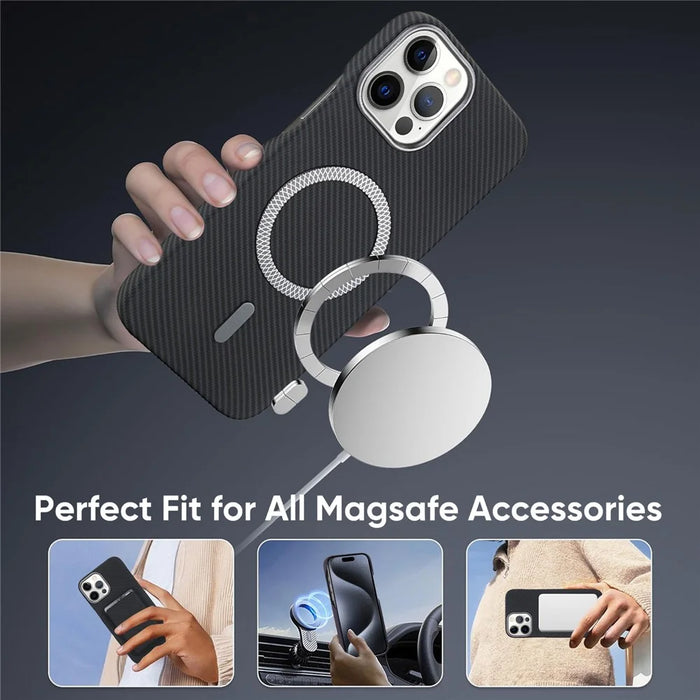 For iPhone 14 Pro Max Magnetic Case with Detachable Card Holder Carbon Fiber Texture Leather + PC Phone Cover - Black - 5