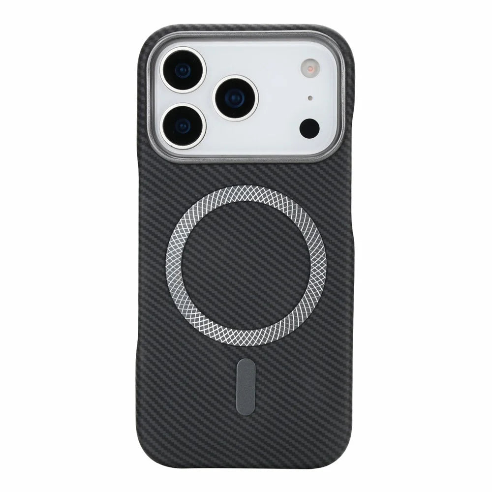 For iPhone 18 Pro Max  /  17 Pro Max Magnetic Case Carbon Fiber Texture Leather + PC Phone Cover - Black - 3