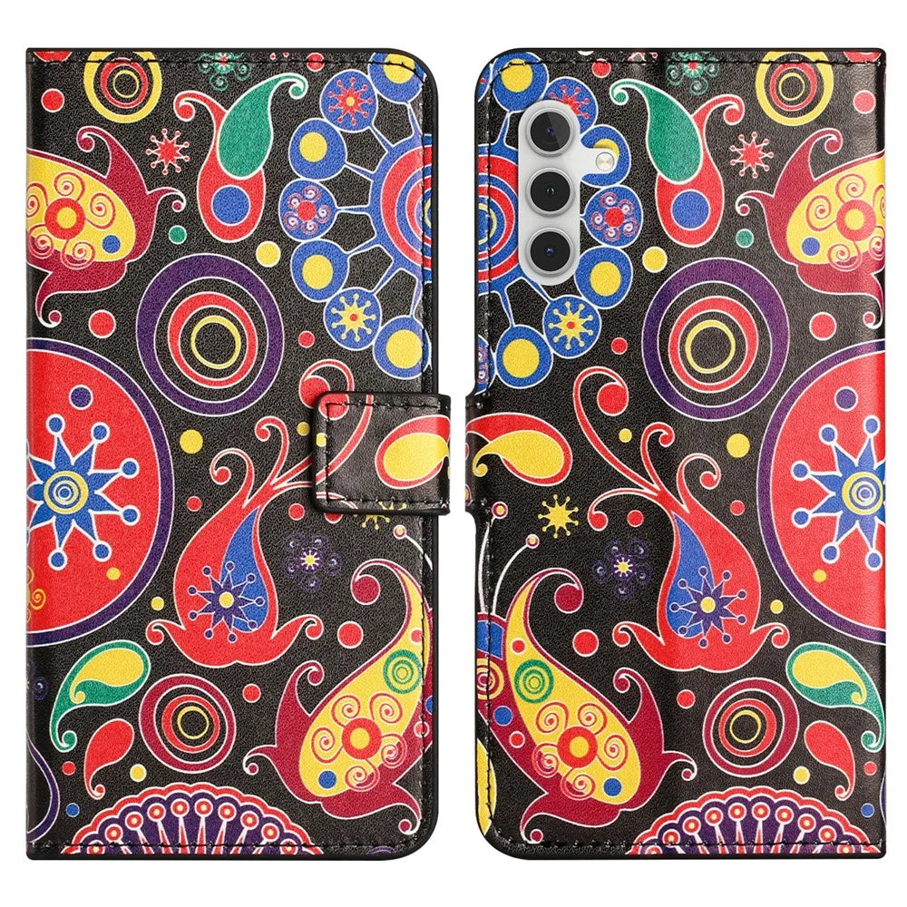 For Samsung Galaxy A54 5G PU Leather Pattern Printing Phone Cover Magnetic Closure Flip Stand Wallet Folio Case - Jelly Fish - 1