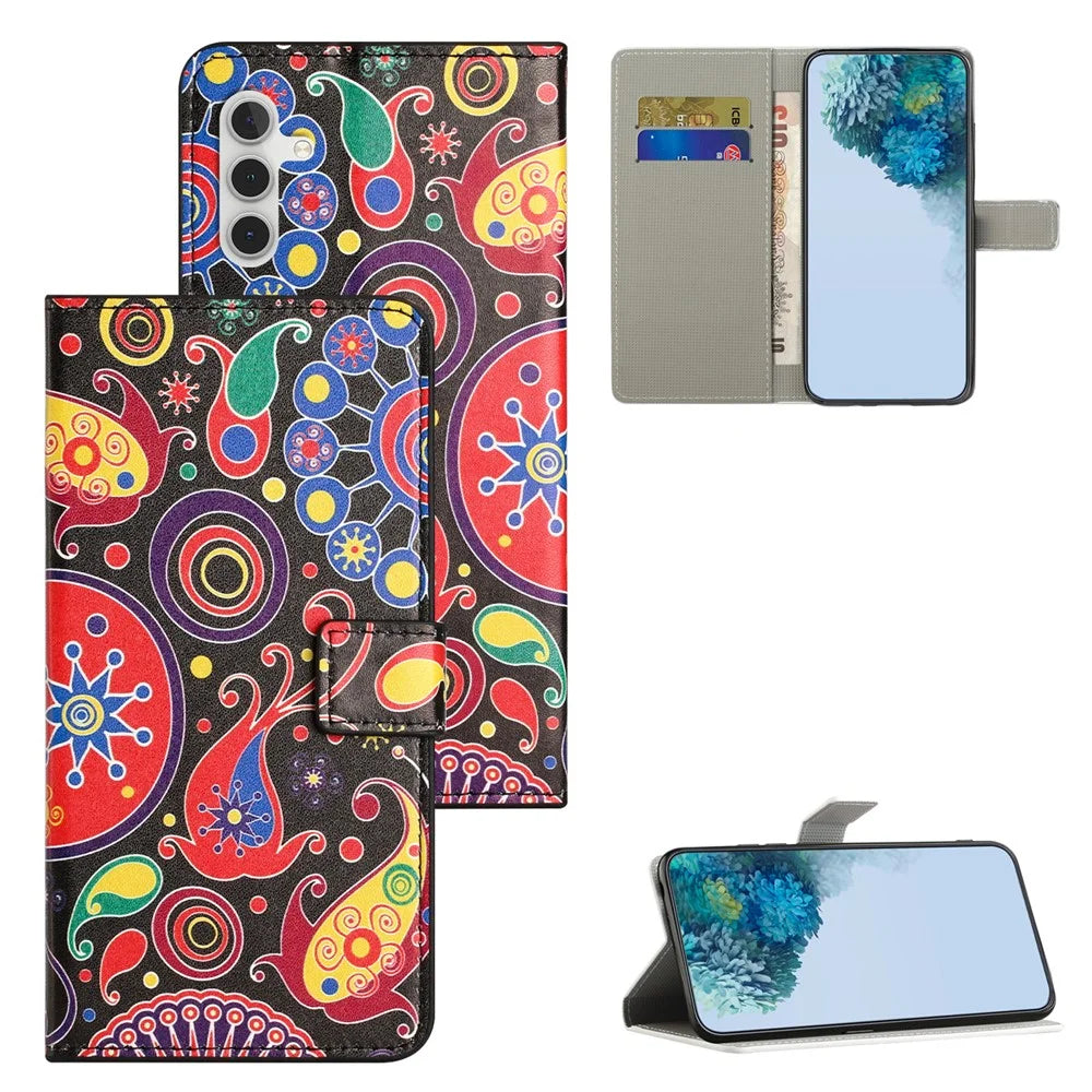 For Samsung Galaxy A54 5G PU Leather Pattern Printing Phone Cover Magnetic Closure Flip Stand Wallet Folio Case - Jelly Fish - 4