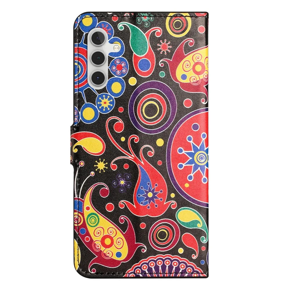 For Samsung Galaxy A54 5G PU Leather Pattern Printing Phone Cover Magnetic Closure Flip Stand Wallet Folio Case - Jelly Fish - 6