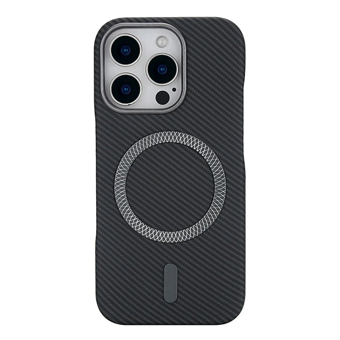 For iPhone 16 Pro Magnetic Case Carbon Fiber Texture Leather + PC Phone Cover - Black - 3