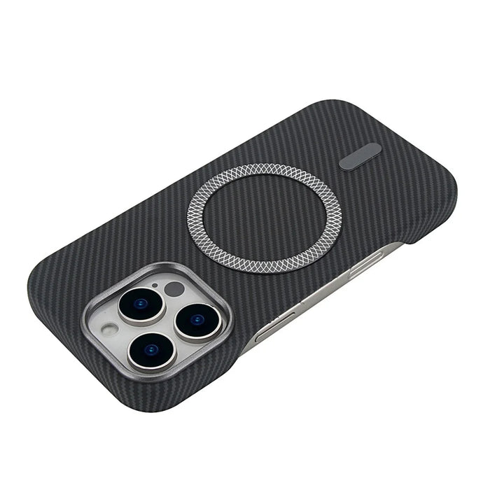 For iPhone 16 Pro Magnetic Case Carbon Fiber Texture Leather + PC Phone Cover - Black - 4
