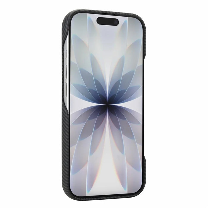 For iPhone 16 Magnetic Case Carbon Fiber Texture Leather + PC Phone Cover - Black - 2