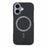 For iPhone 16 Magnetic Case Carbon Fiber Texture Leather + PC Phone Cover - Black - 3