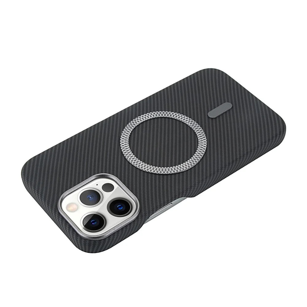 For iPhone 14 Pro Magnetic Case Carbon Fiber Texture Leather + PC Phone Cover - Black - 4