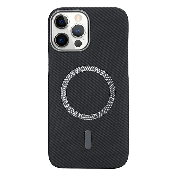 For iPhone 13 Pro Magnetic Case Carbon Fiber Texture Leather + PC Phone Cover - Black - 3
