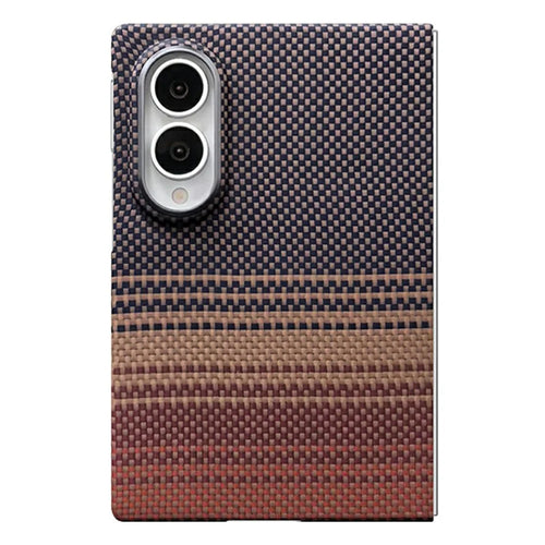 For Samsung Galaxy Z Fold8 Case Gradient Aramid Fiber Magnetic Phone Back Cover with Metal Lens Frame - Sunset Yellow - 1