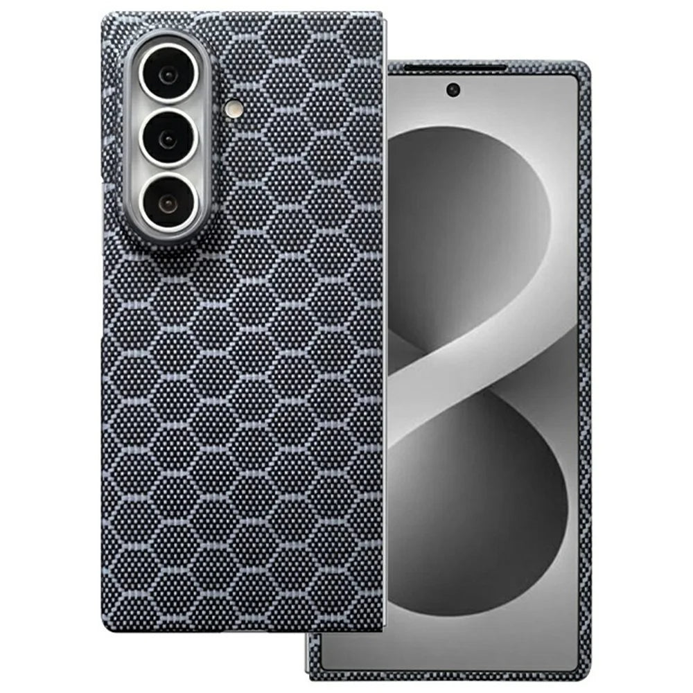 For Samsung Galaxy Z Fold8 Ultra Magnetic Case Honeycomb Texture Aramid Fiber Phone Cover with Front Frame - 1