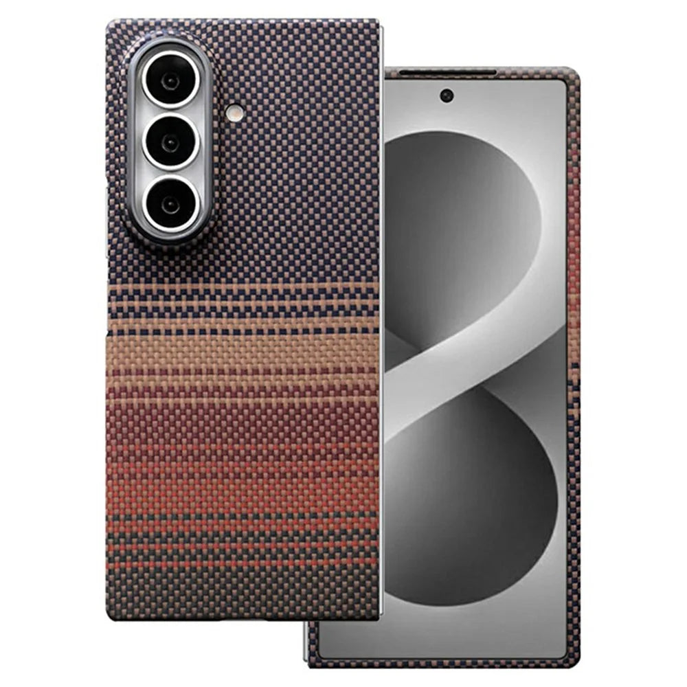 For Samsung Galaxy Z Fold8 Ultra Magnetic Case Gradient Aramid Fiber Phone Cover with Metal Lens Frame - Sunset Yellow - 1