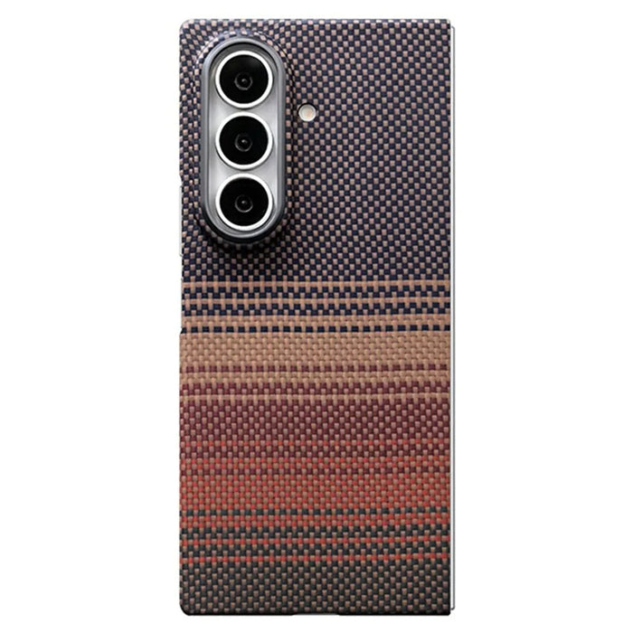 For Samsung Galaxy Z Fold8 Ultra Case Gradient Aramid Fiber Magnetic Phone Back Cover with Metal Lens Frame - Sunset Yellow - 1