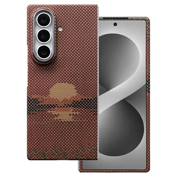 For Samsung Galaxy Z Fold8 Ultra Magnetic Case Aramid Fiber Phone Cover with Metal Lens Frame  /  Front Frame - Sun - 1