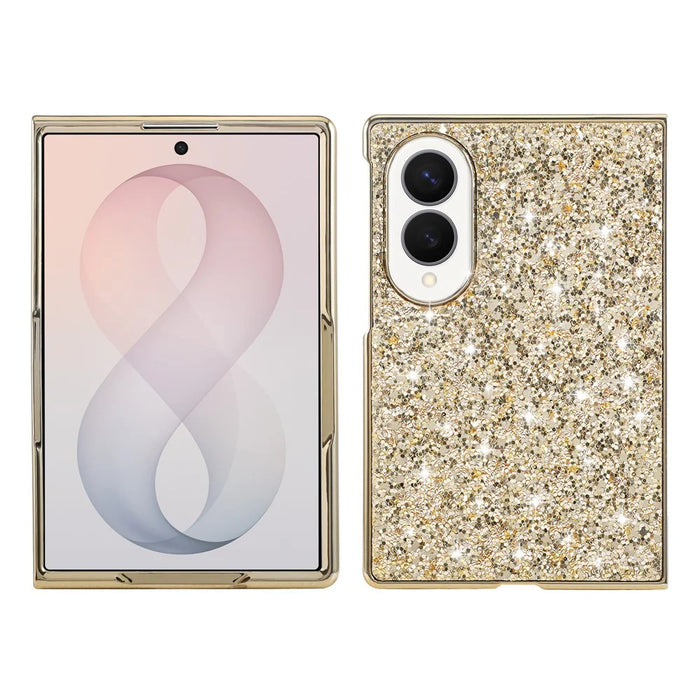 For Samsung Galaxy Z Fold8 Case Electroplating TPU + PC Sparkling Glitter Phone Back Cover - Gold - 1