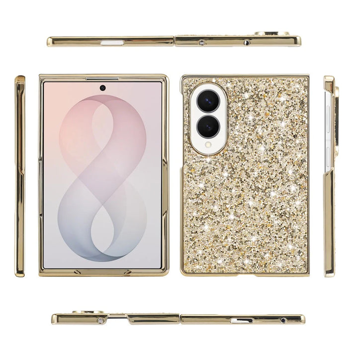For Samsung Galaxy Z Fold8 Case Electroplating TPU + PC Sparkling Glitter Phone Back Cover - Gold - 2