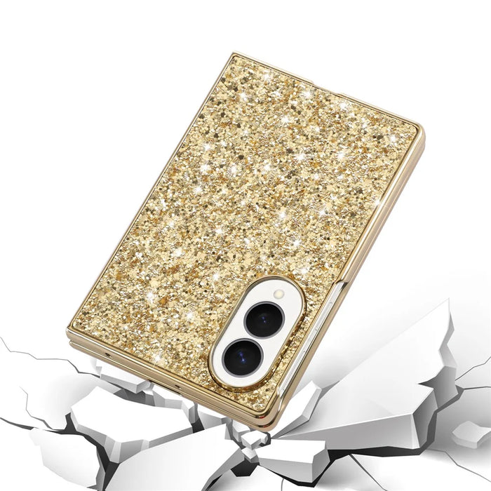 For Samsung Galaxy Z Fold8 Case Electroplating TPU + PC Sparkling Glitter Phone Back Cover - Gold - 3